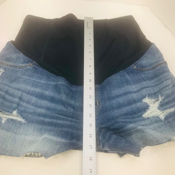 Isabel Maternity Women's Size 14 Crossover Panel Blue Denim Midi Short New - Picture 11 of 16